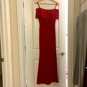 Xscape ruffle red formal dress size 4 petite